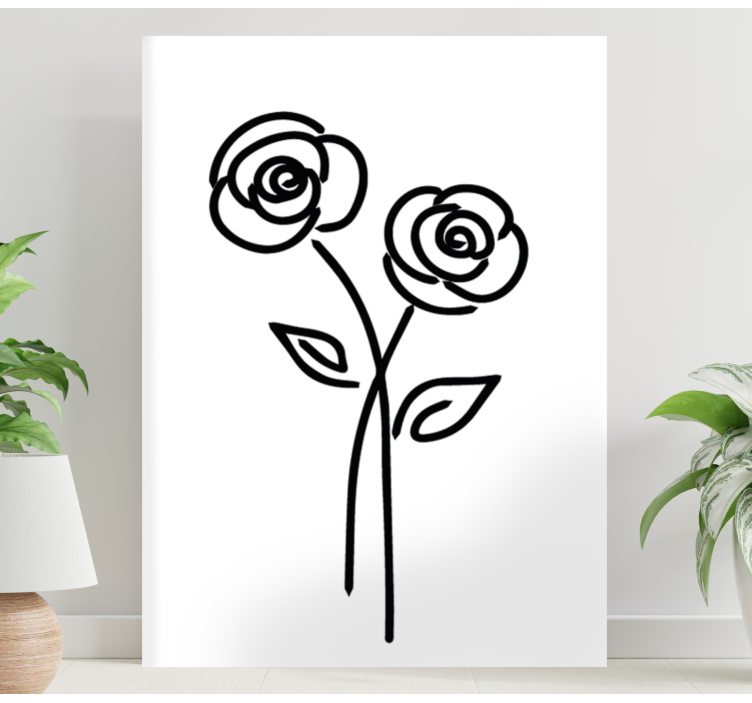 Pair of roses minimalist design flower canvas - TenStickers