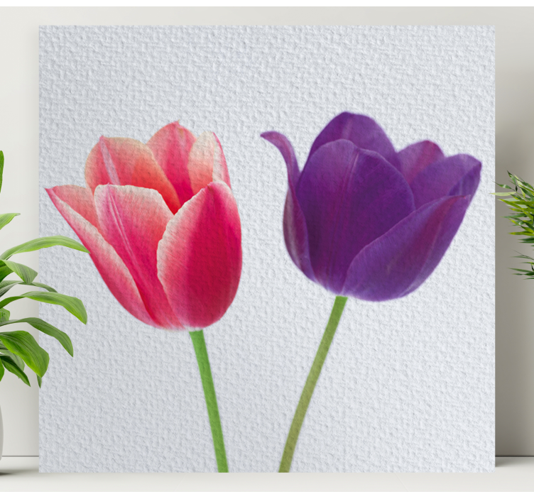 Purple and pink tulips flower canvas - TenStickers