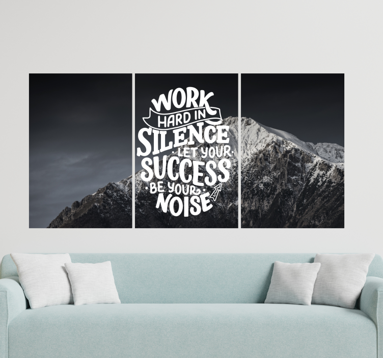 Quote Silence Success motivational canvas - TenStickers
