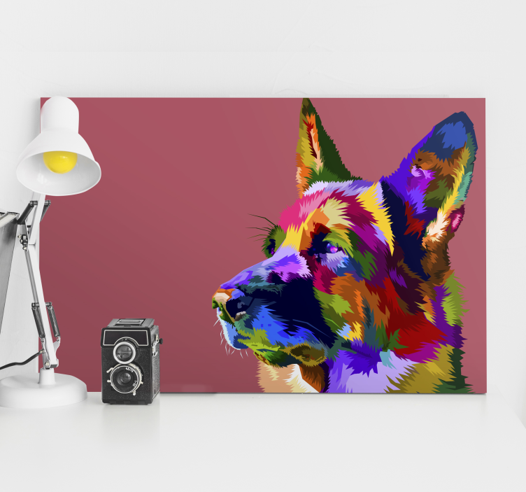 Rainbow German Shepard dog canvas prints - TenStickers