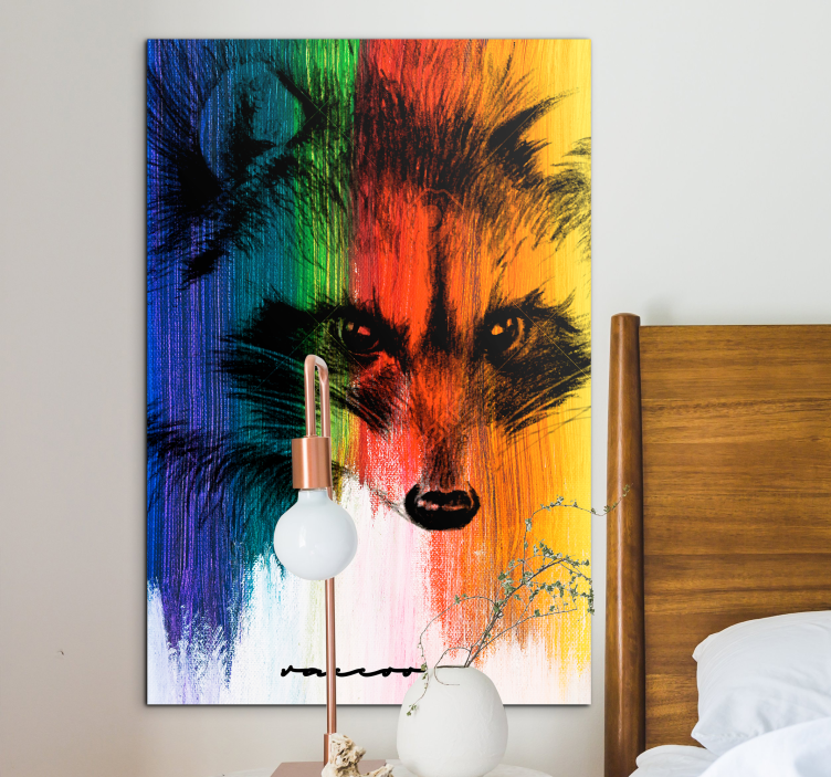 Rainbow Racoon animal canvas prints - TenStickers