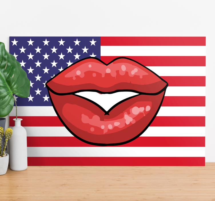 Retro canvas lips on flag - TenStickers