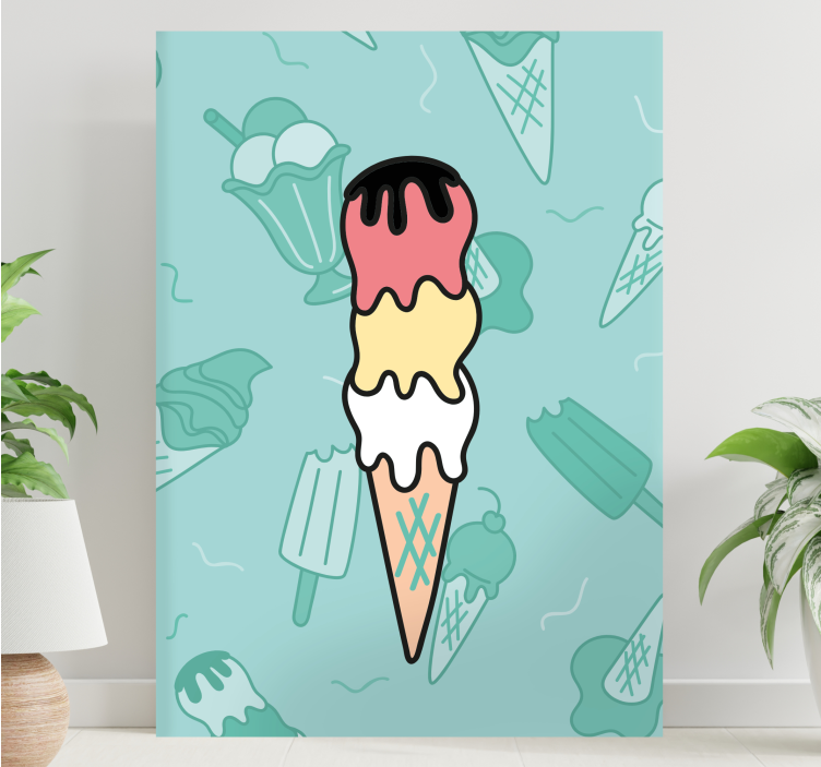 Rustic canvas wall art ice cream cone pleasure - TenStickers