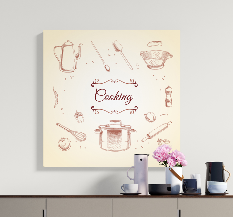 Rustic kitchen utensil rustic canvas art - TenStickers