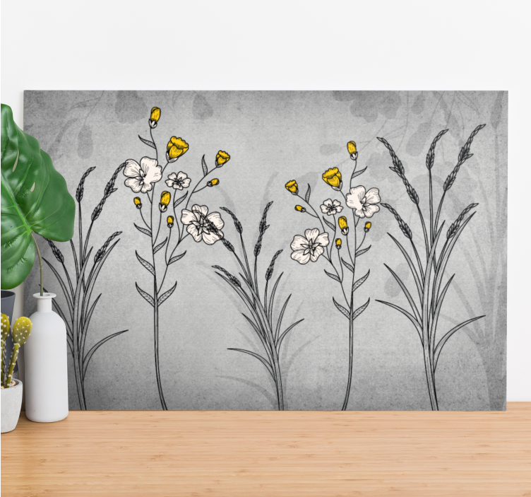 Scandinavian style grey plants canvas prints - TenStickers