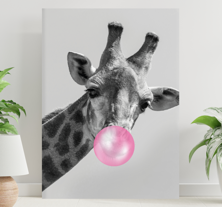 Smile art design cute giraffe modern canvas - TenStickers