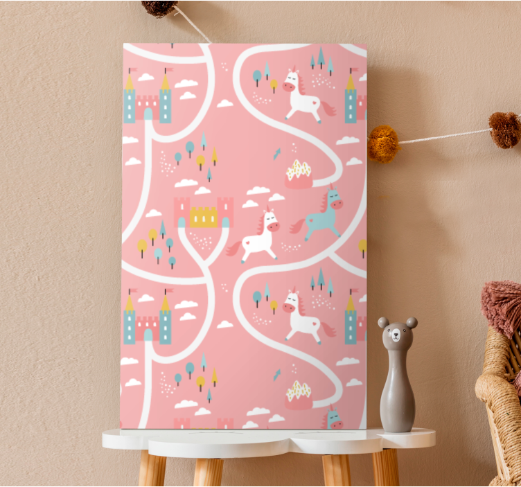 Stag canvas adventure with playful unicorns - TenStickers