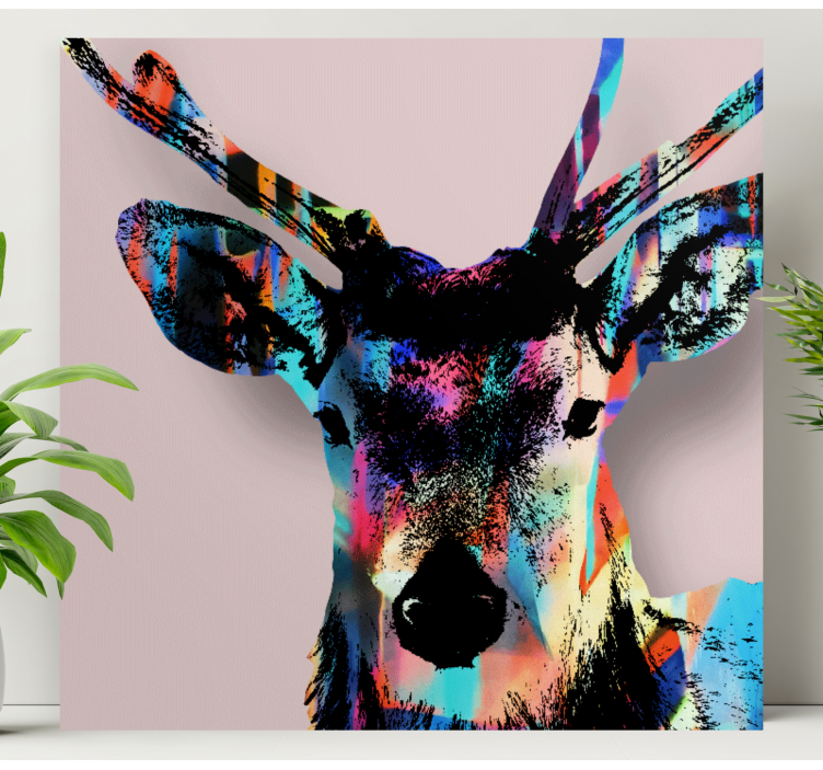 Stag canvas colorful stag head art print - TenStickers