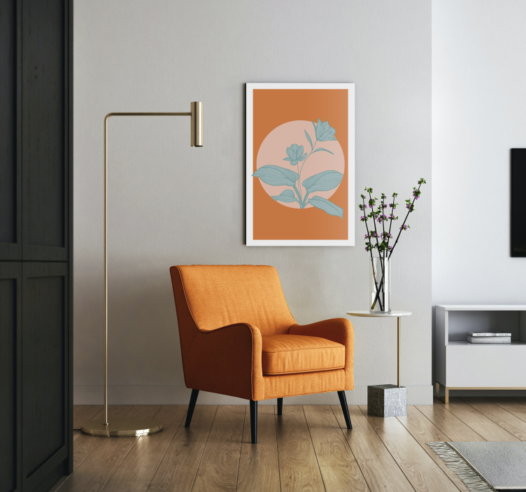 Orange stylised illustration Flowers  canvas - TenStickers