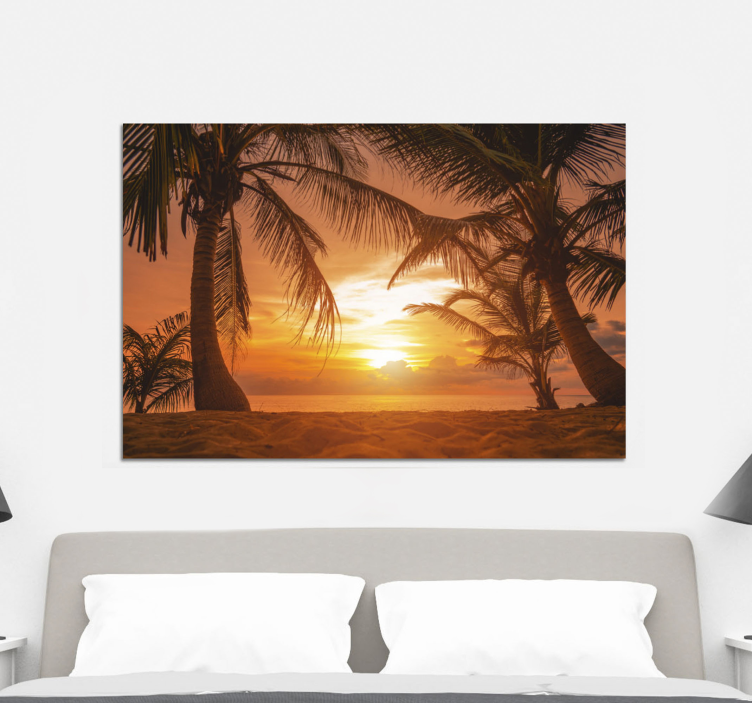 Sunset on beach headboard canvas prints - TenStickers