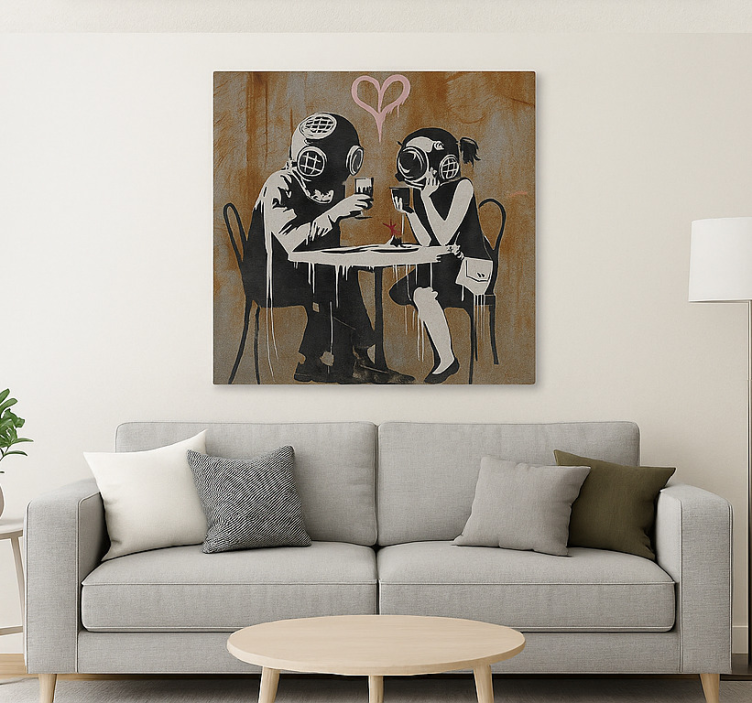 Think Tank dinner couple canvas art - TenStickers