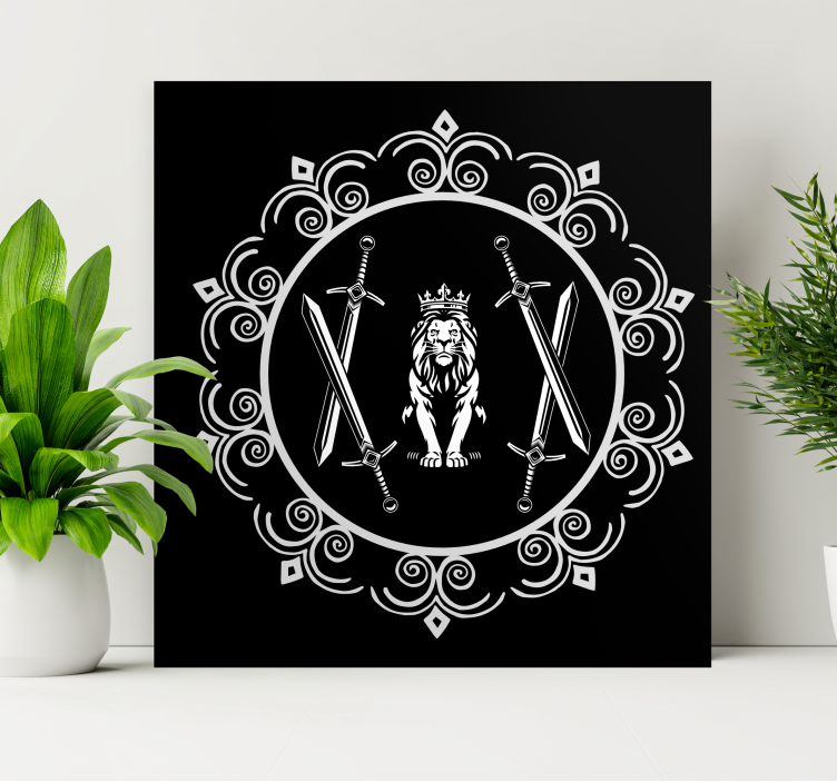 Tree canvas wall art lion with swords - TenStickers