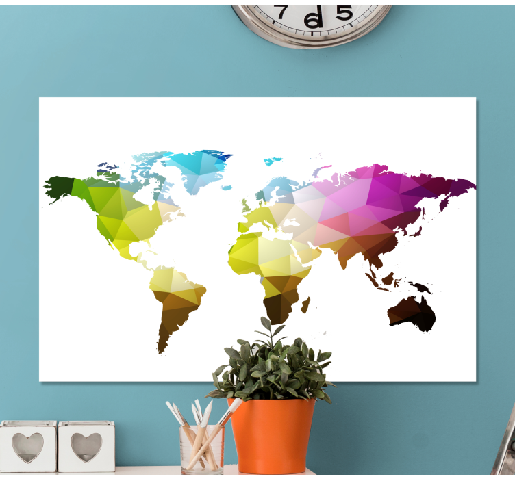Triangle  world map canvas - TenStickers