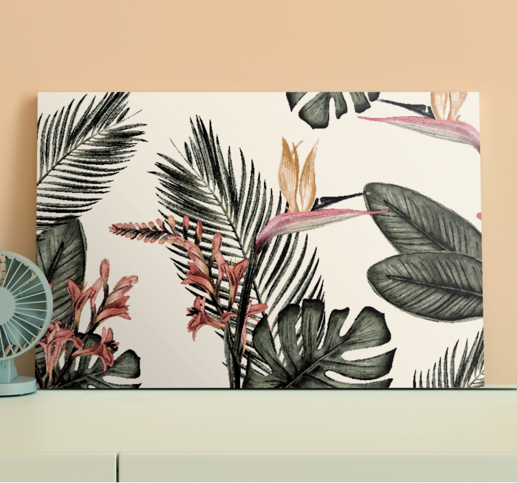 Tropical Charcoal canvas pictures living room - TenStickers