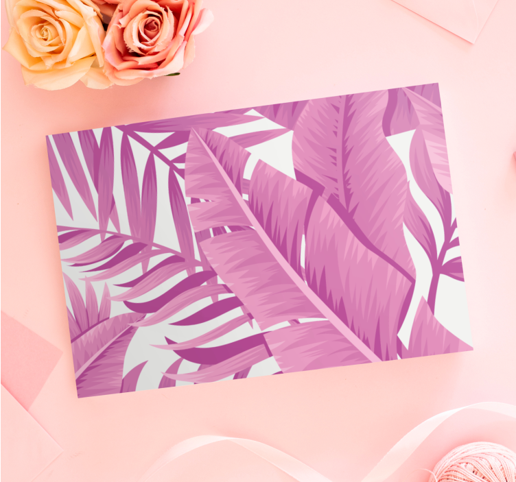 Pink tropical leaves Flowers  canvas - TenStickers