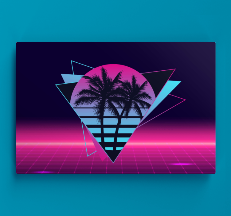 Vaporwave style palm tree retro canvas - TenStickers