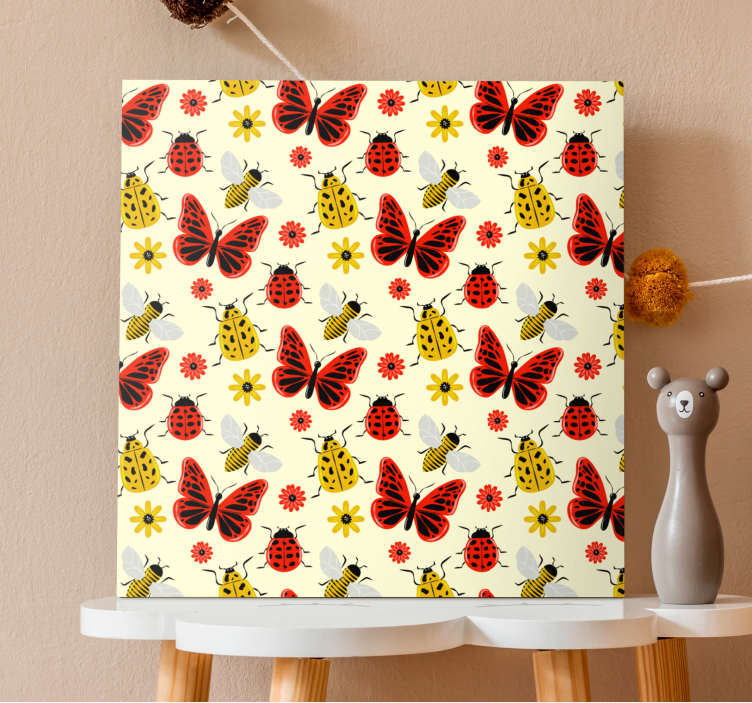Vibrant Insect Pattern butterfly canvas - TenStickers