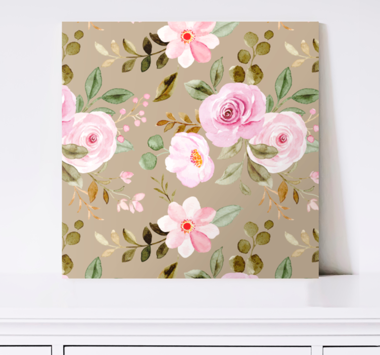 Vintage beige roses texture flower canvas - TenStickers