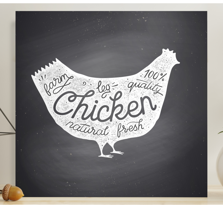 Vintage chicken blackboard bird canvas art - TenStickers