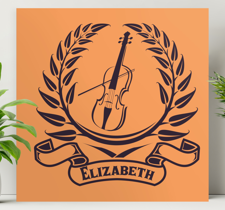 Violin symbol with name music canvas - TenStickers