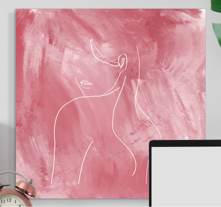 Woman silhouette pink paint canvas art prints - TenStickers
