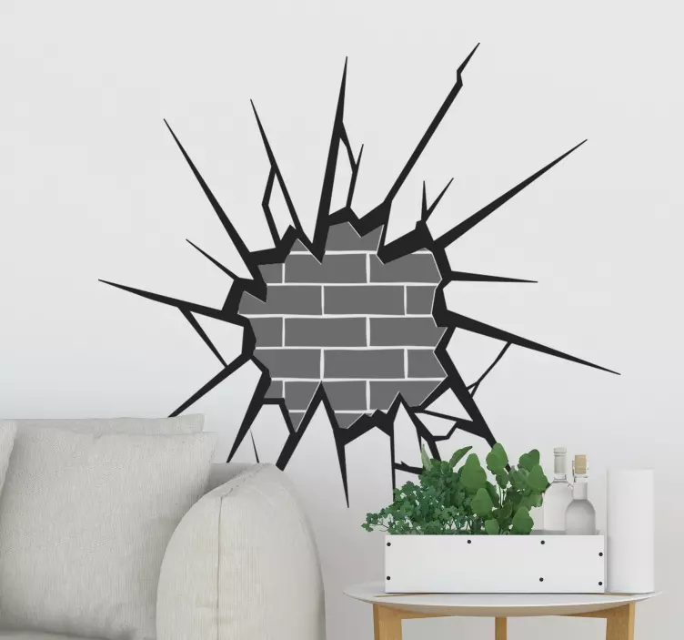 3D brick exposed visual effects wall sticker - TenStickers