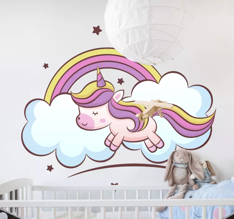 Children colour unicorn fairy tale sticker - TenStickers