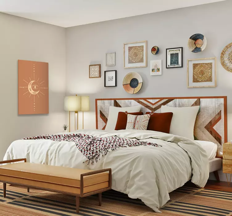 Geometric patterned design headboard wall sticker - TenStickers