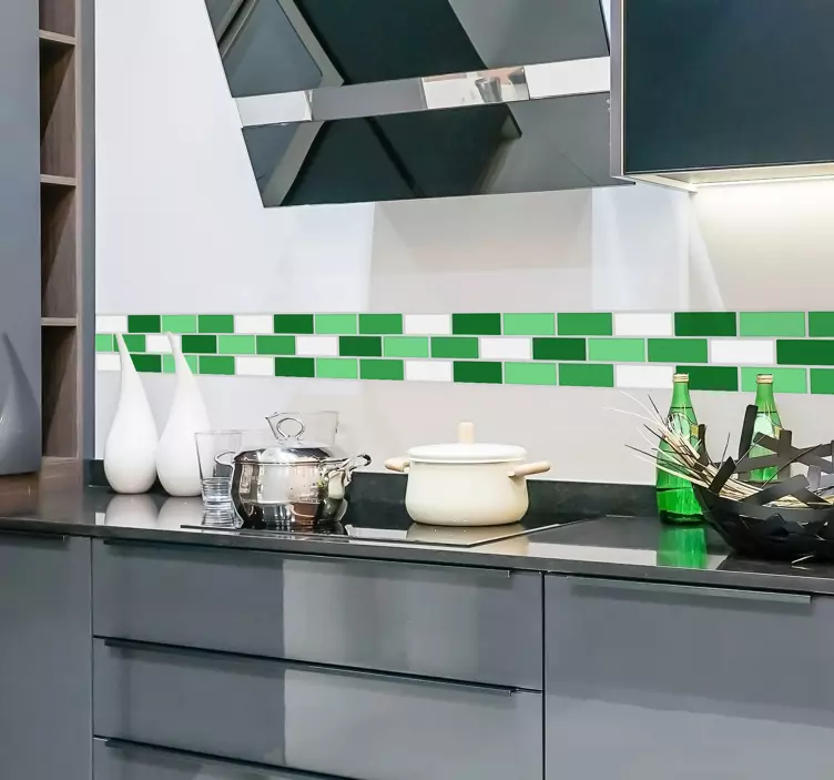 Green tile border sticker - TenStickers