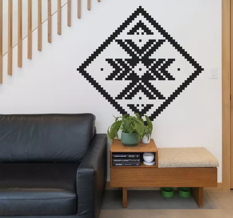 Diamond pattern motif living room wall sticker - TenStickers