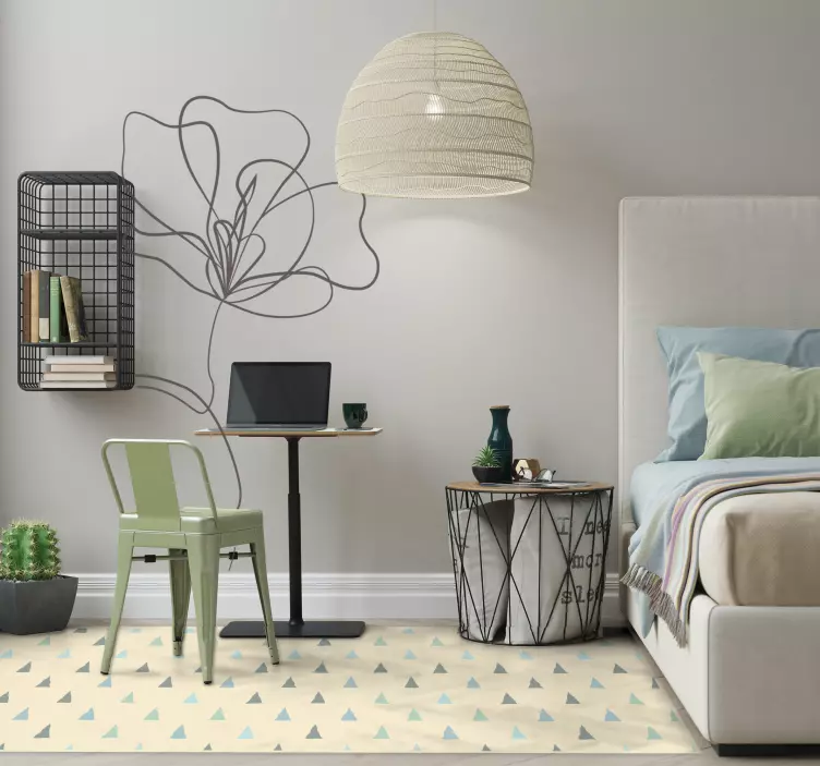 Minimalist draw living room flower wall sticker - TenStickers