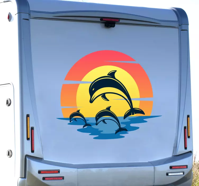 Dolphins at sunset campervan sticker - TenStickers