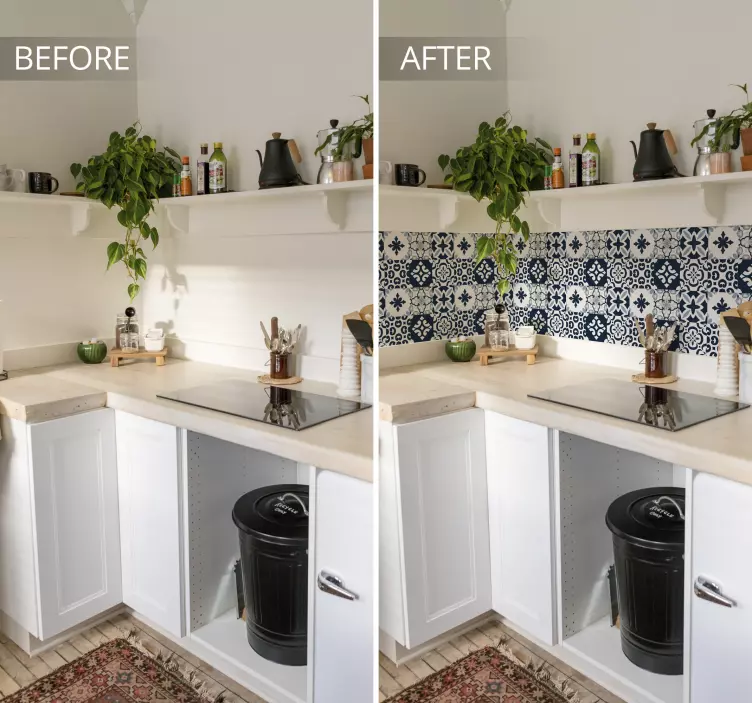 Piano cement floral style tile sticker - TenStickers