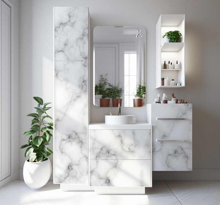 White Marble furniture decal  3600 - TenStickers
