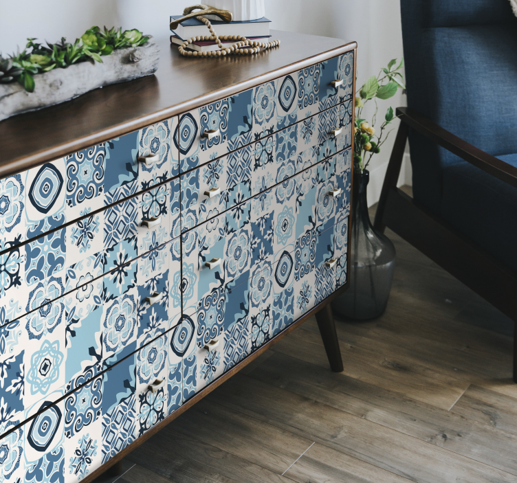 Blue tiles furniture decal  3600 - TenStickers