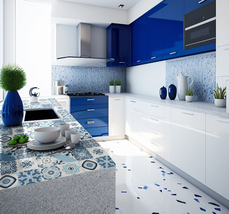 Blue tiles furniture decal  3600 - TenStickers