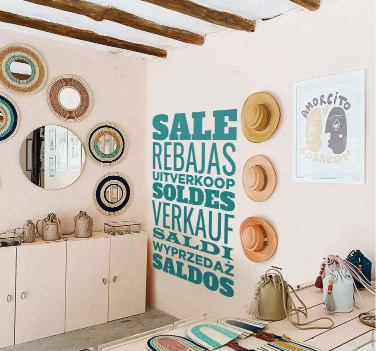Vinilos para rebajas varios idiomas sales sticker - TenStickers