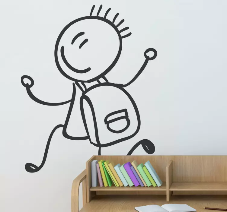 Student with School Bag Kids Sticker - TenStickers