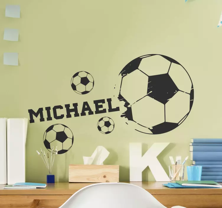 Soccer balls with name football wall sticker - TenStickers