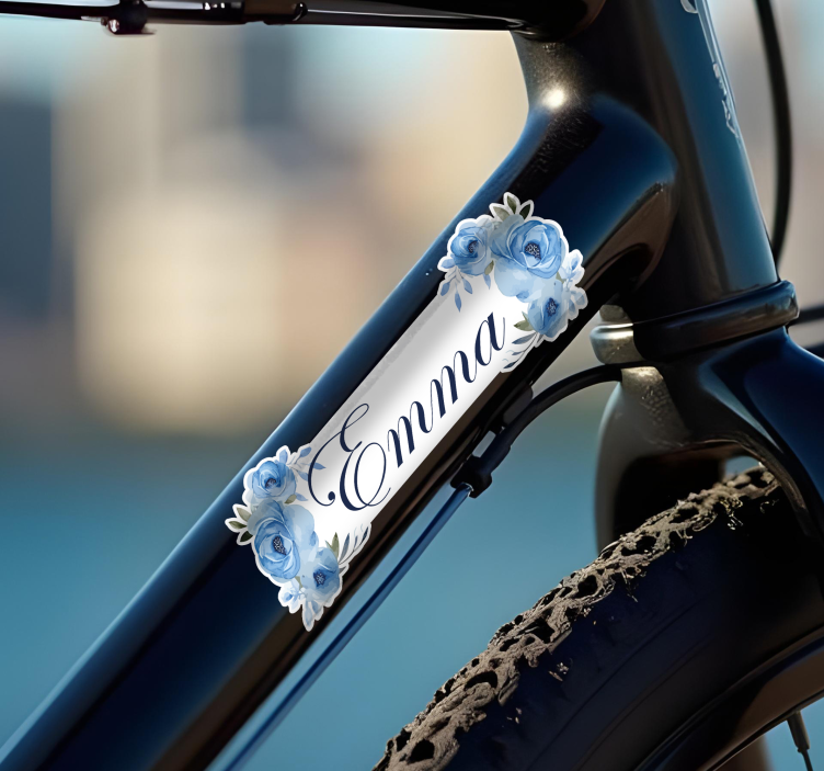 Bike sticker blue flowers - TenStickers
