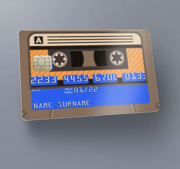 70's cassette design credit card sticker - TenStickers