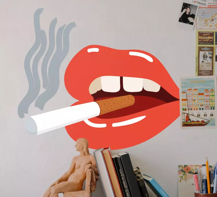 70s smoking red lips urban sticker - TenStickers