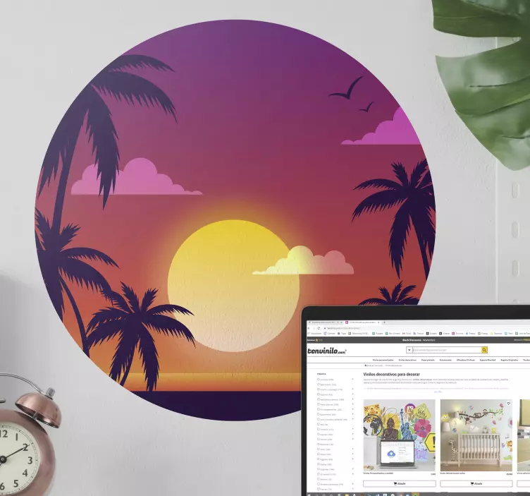 70's Sunset nature wall sticker - TenStickers