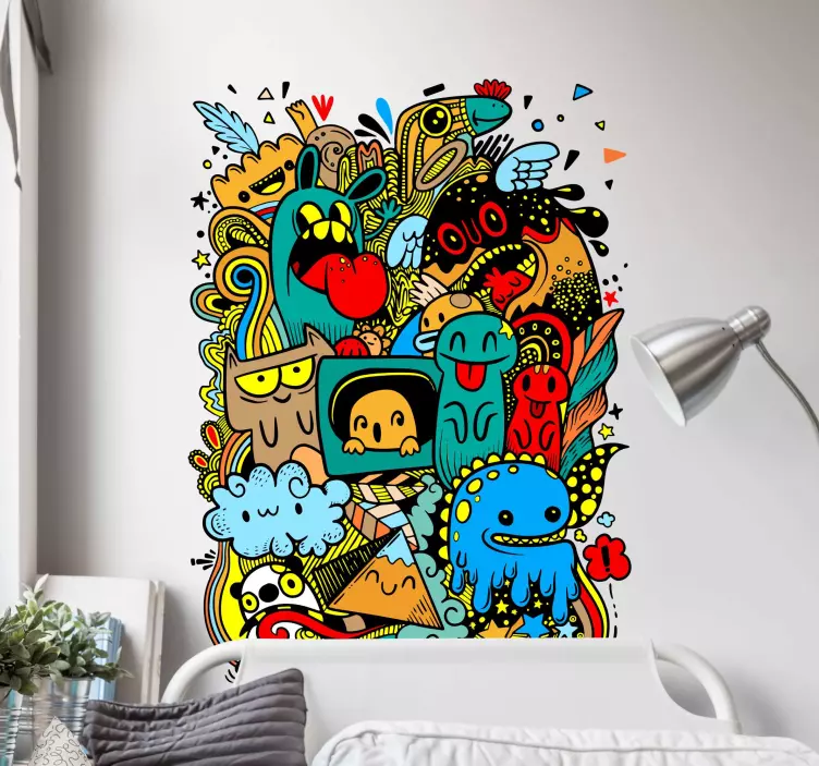 Abstract Grunge Monster Graffiti sticker - TenStickers