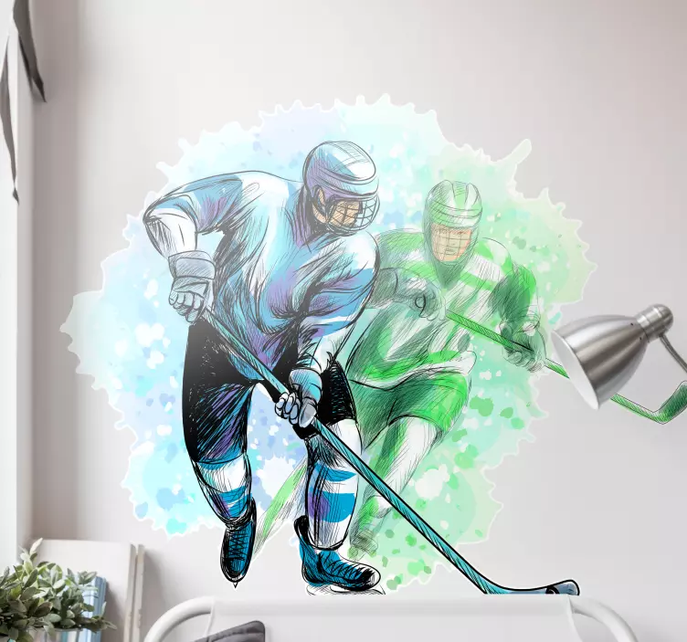 Abstract hockey players wall sticker - TenStickers