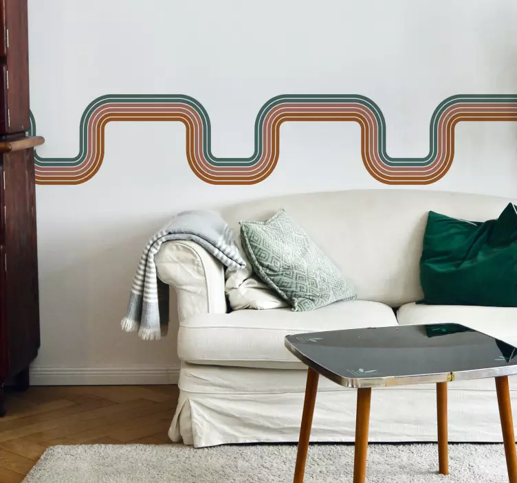 Abstract minimal waves wall border sticker - TenStickers