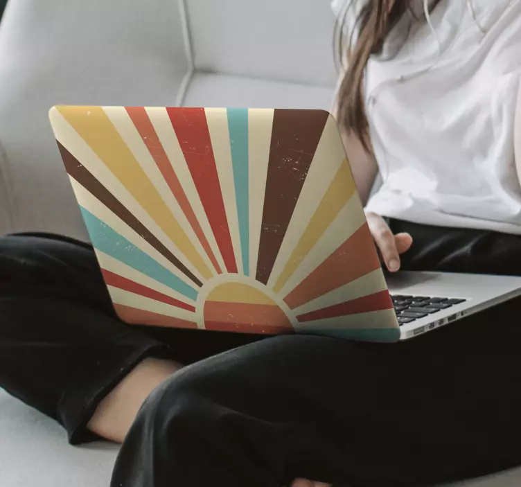 Abstract vintage sunset laptop skins - TenStickers