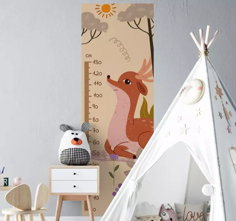 Adorable Deer Growth Measurement Chart height scale sticker - TenStickers