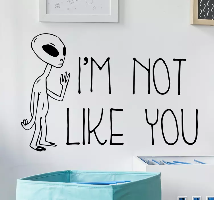 Alien Illustration Text Wall Sticker - TenStickers