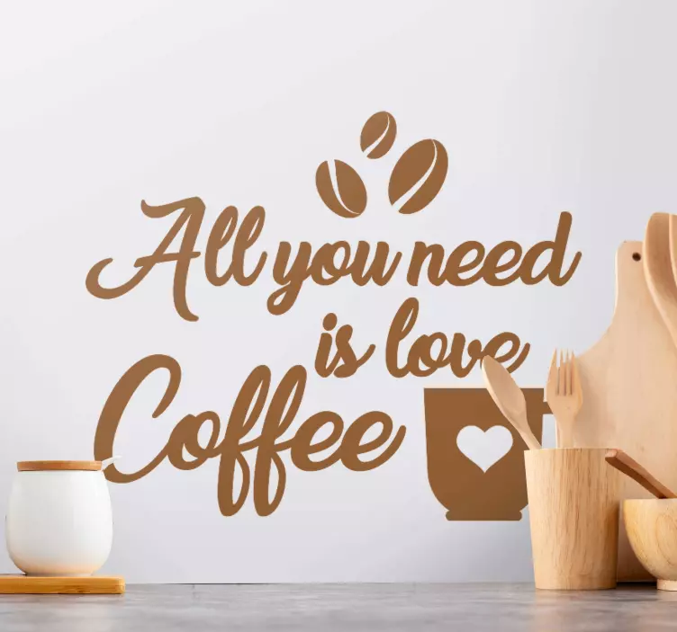 All you need is Coffee beans and cups sticker - TenStickers